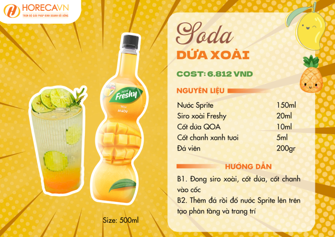 Ly Soda Dứa Xoài sảng khoái với hiệu ứng phân tầng đẹp mắt.