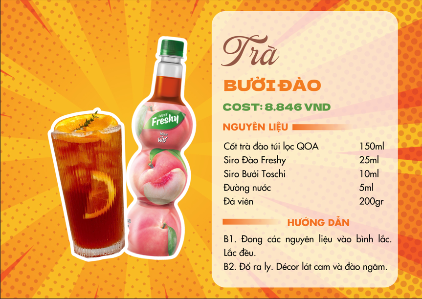 Món Trà Bưởi Đào độc đáo với sự kết hợp hương vị trái cây tinh tế.