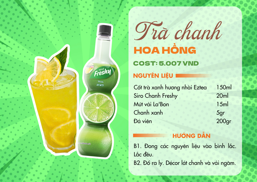 Làm mới menu trà chanh với món Trà Chanh Hoa Hồng độc đáo từ Siro Chanh Freshy.