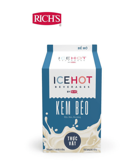 Kem Béo Thực Vật Rich's ICEHOT - nguyên liệu chính để đánh kem muối cho cà phê sánh mịn, chuẩn vị.