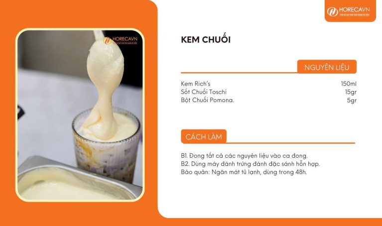 Hình ảnh kem chuối béo ngậy cùng công thức pha chế chi tiết từ Horecavn