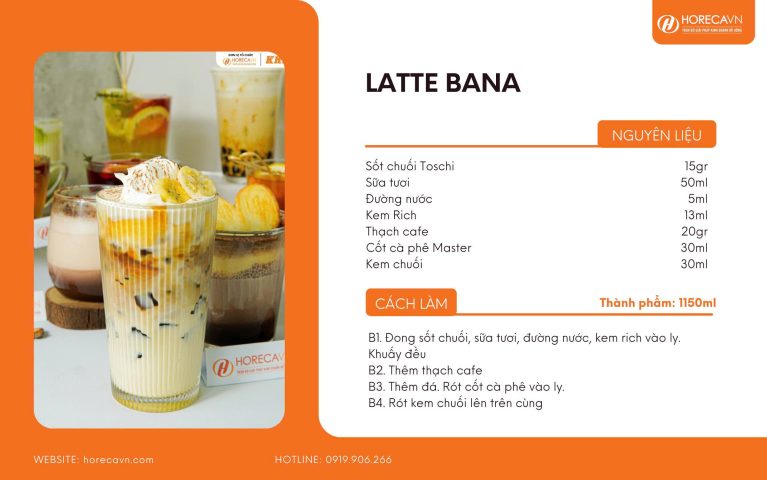 Cách làm Latte Bana, phiên bản latte chuối nâng tầm với thạch cà phê và kem sánh mịn từ Horecavn