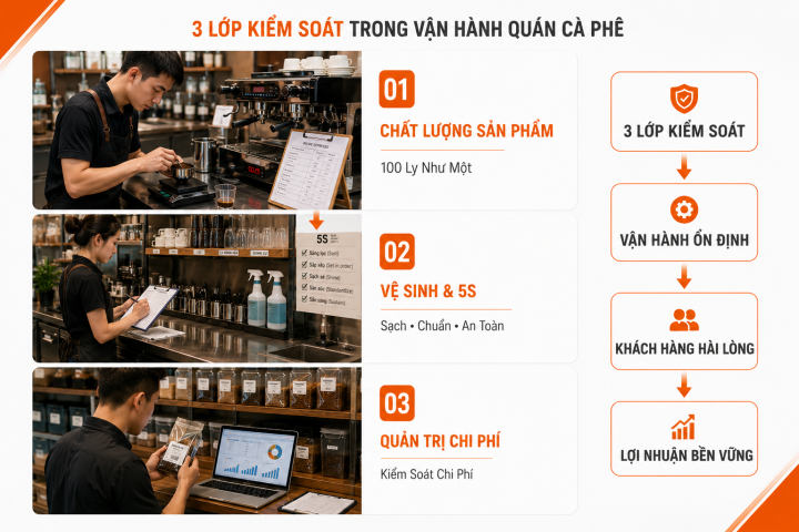 3 lớp kiểm soát trong vận hành quán cà phê